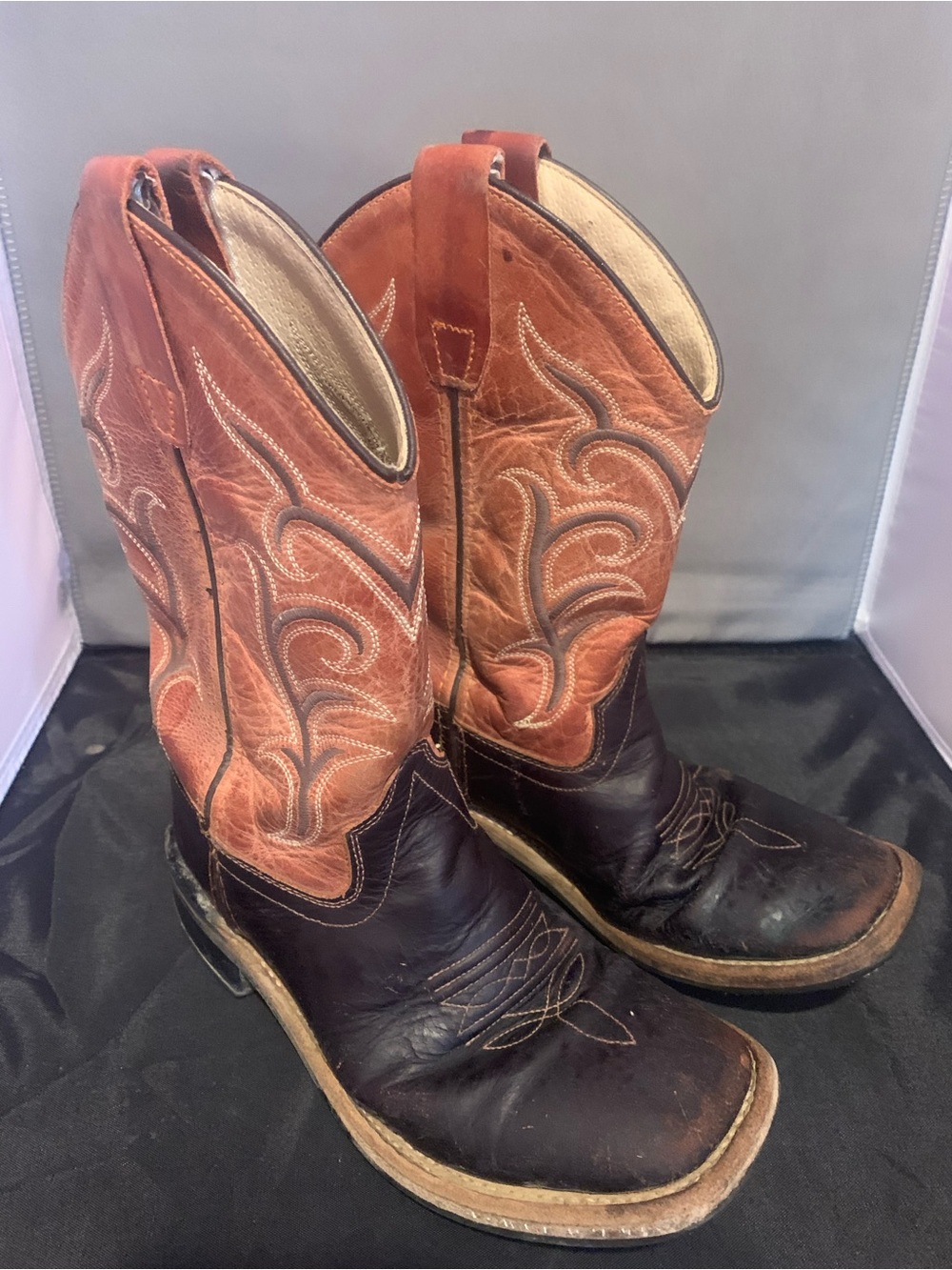 Old West Brown and Tan Kid’s ( Unisex ) Western Cowboy Boots